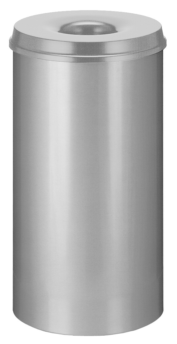 Selbstlöschender Papierkorb aus Stahl, 50 l, grau, Kopfteil grau Standard 1 ZOOM