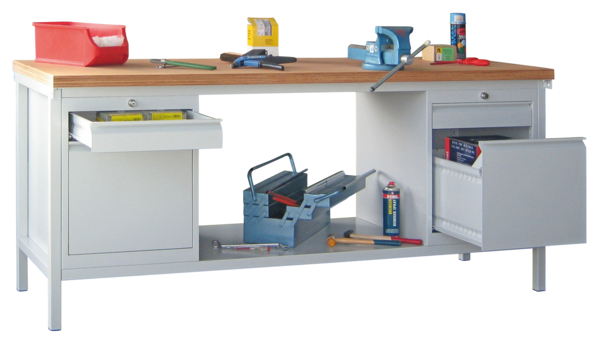 PAVOY Werkbank mit verschiedenen Unterbauten, 2 Schubladenblöcke, 1 Ablageboden Standard 2 ZOOM