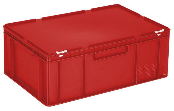 Euronombehälter mit Scharnierdeckel, rot, HxLxB 235x600x400 mm