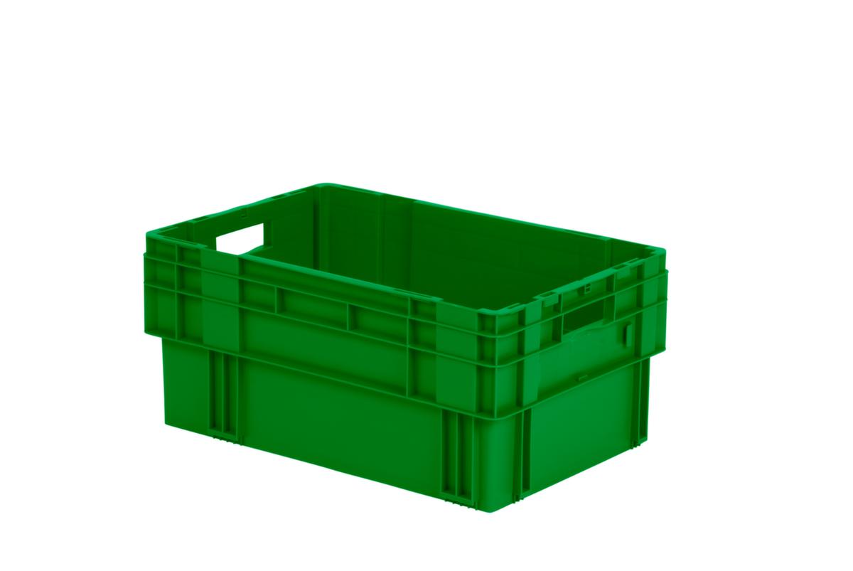 Euronorm-Drehstapelbehälter mit Rippenboden, grün, Inhalt 50 l