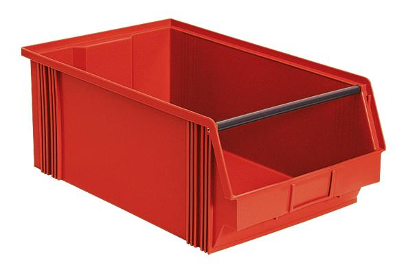 Stapelbarer Sichtlagerkasten Classic mit großer Griffmulde, rot, Tiefe 510 mm Standard 1 ZOOM