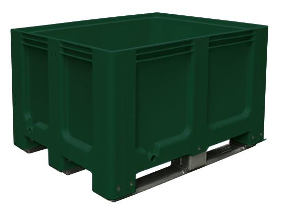 Großbehälter für Kühlhäuser, Inhalt 610 l, grün, 3 Kufen Standard 1 ZOOM