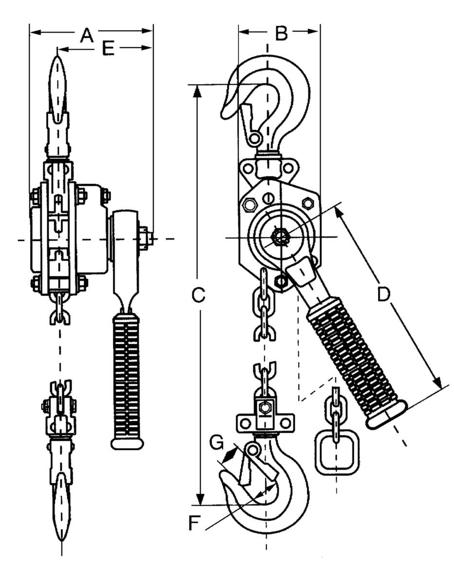 Mini-Hebelzug Technische Zeichnung 1 ZOOM