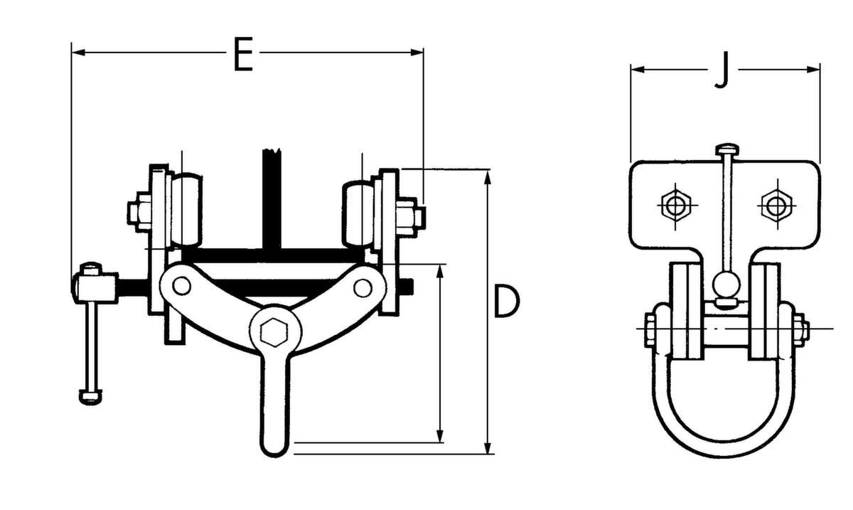 Montage-Rollklemme Technische Zeichnung 1 ZOOM