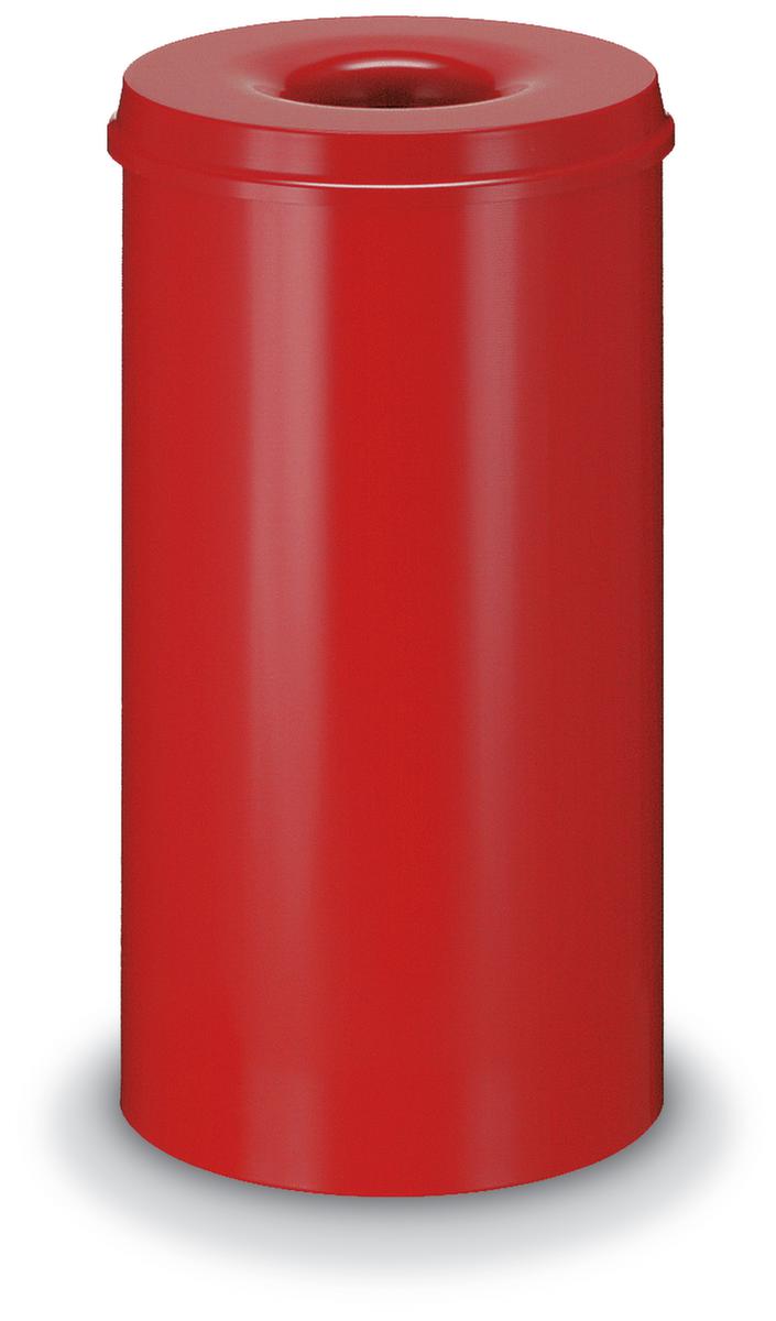 Selbstlöschender Papierkorb aus Stahl, 50 l, rot, Kopfteil rot Standard 1 ZOOM
