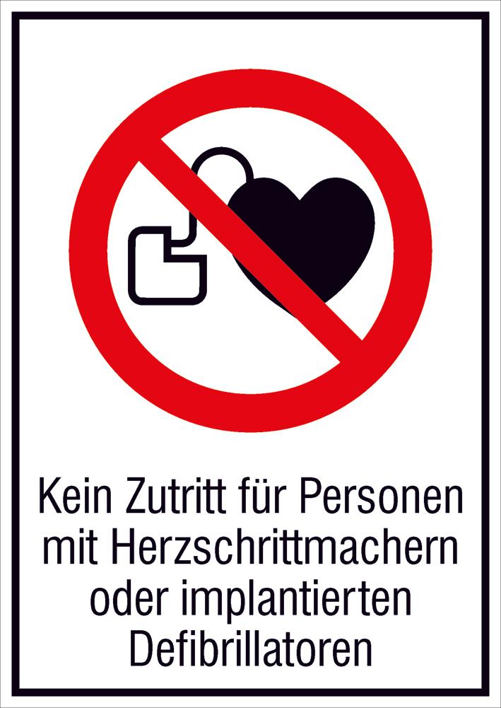 Verbotskombischild "Verbot für Personen mit Herzschrittmacher", Wandschild, Standard Standard 1 ZOOM