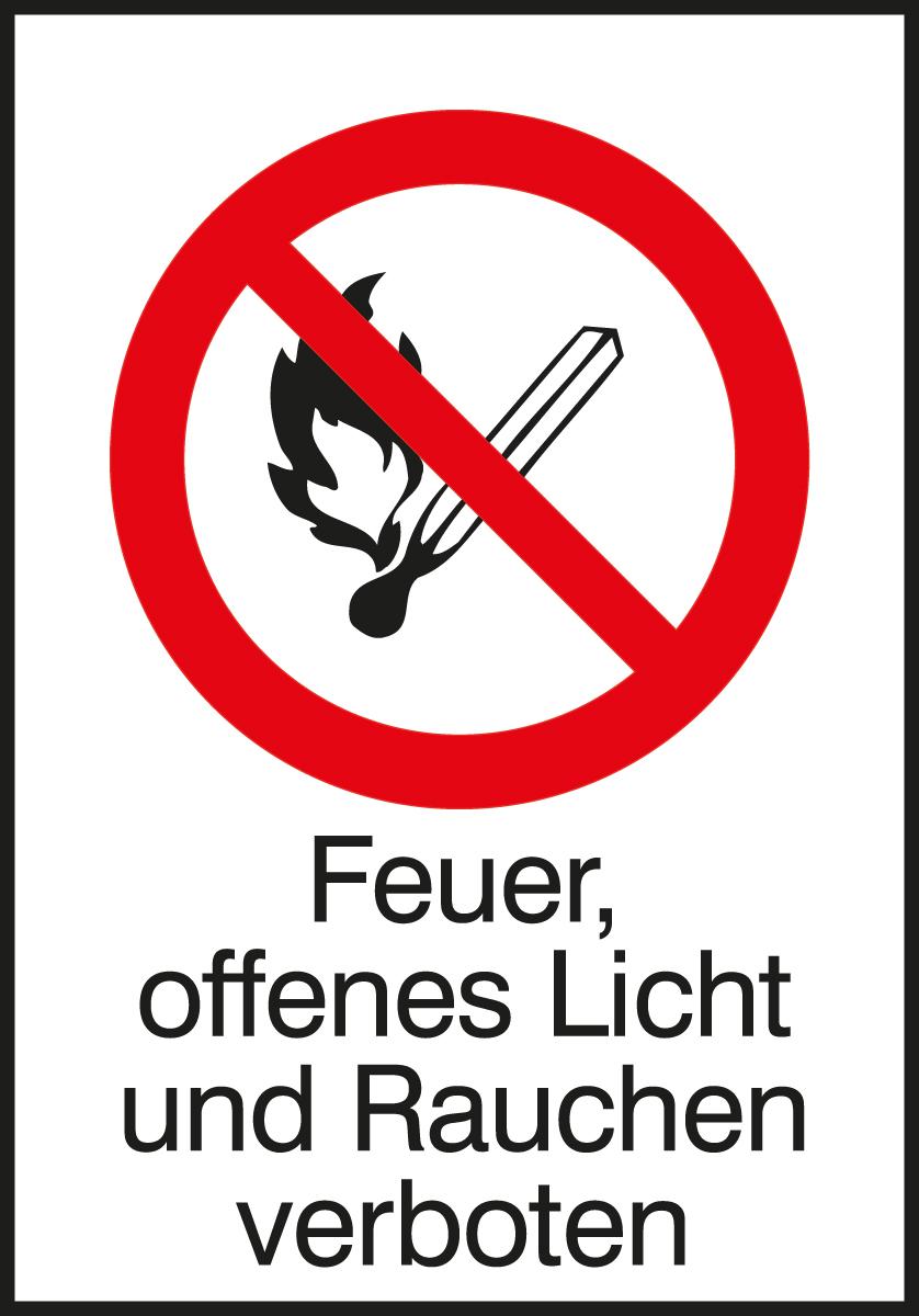 Verbotsschild Feuer offenes Licht und Rauchen verboten, Aufkleber, Standard Standard 1 ZOOM