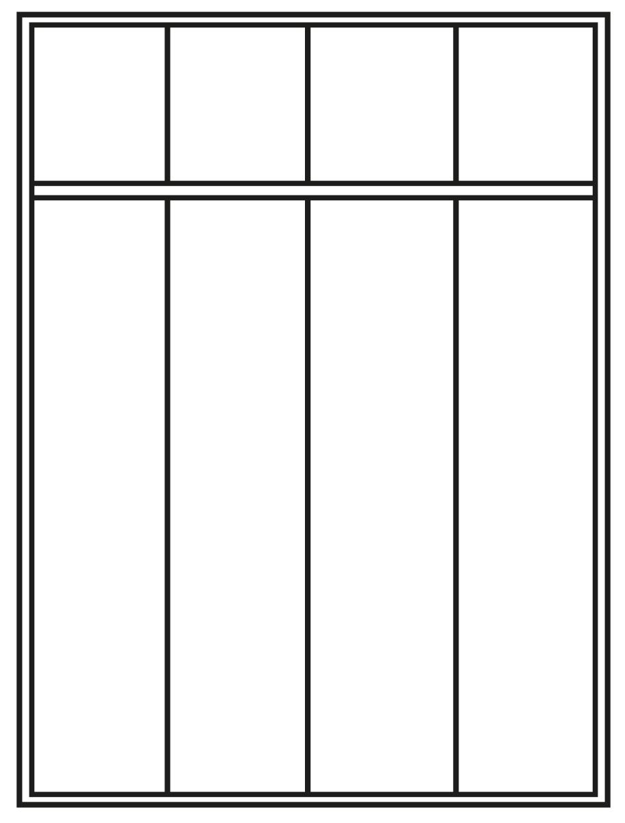 PAVOY Garderobenschrank Basis mit 4 Abteilen, Abteilbreite 300 mm Technische Zeichnung 1 ZOOM