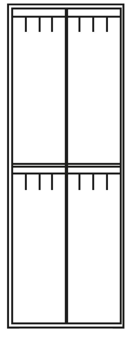 C+P Doppelstöckiger Umkleideschrank Evolo mit untergebauter Sitzbank + 2x2 Abteile, Abteilbreite 300 mm Technische Zeichnung 2 ZOOM