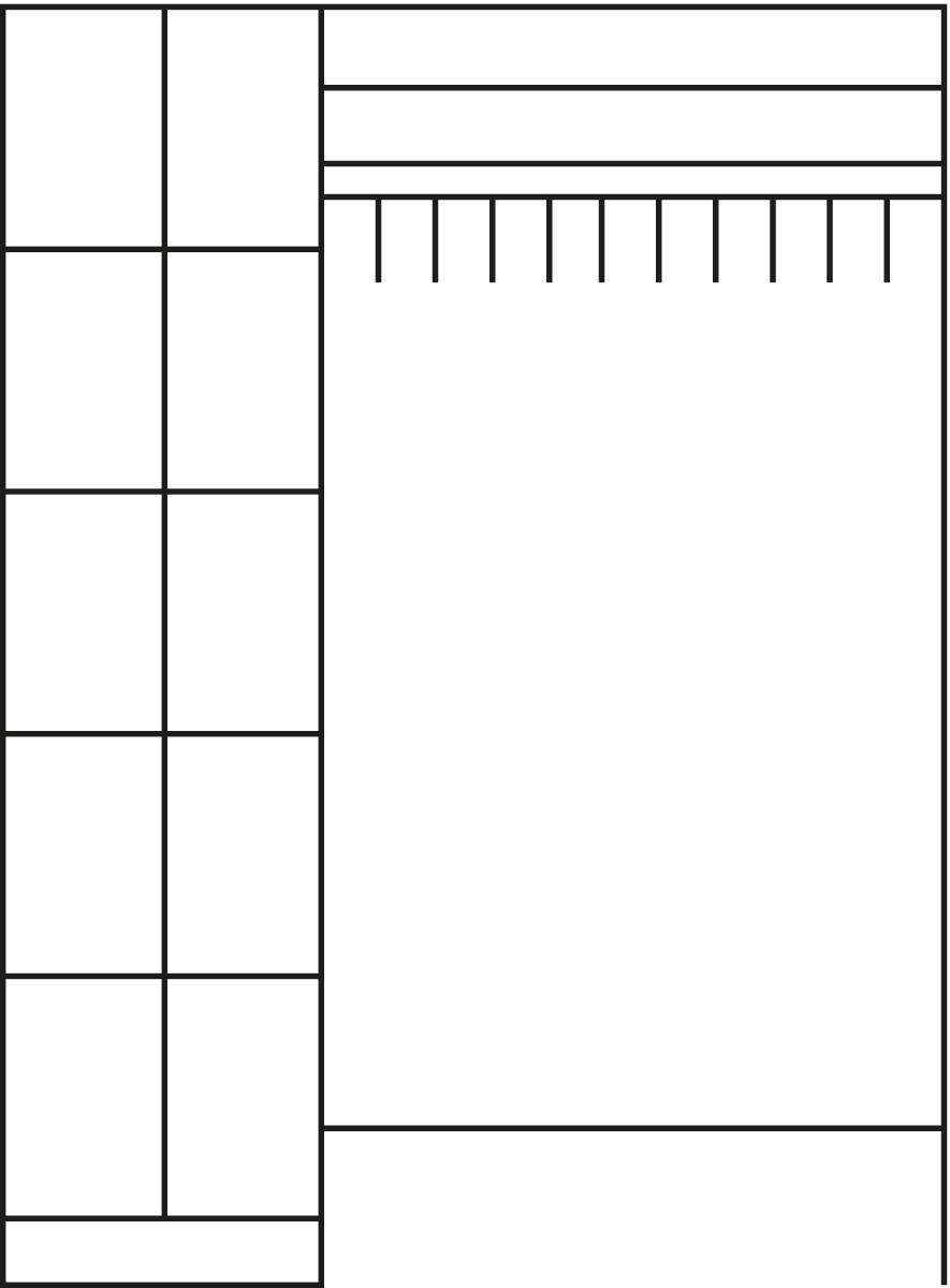 C+P Schließfach-Garderobe Classic mit 10 Fächern + Hutablage + Schuhrost, Breite 1410 mm Technische Zeichnung 1 ZOOM