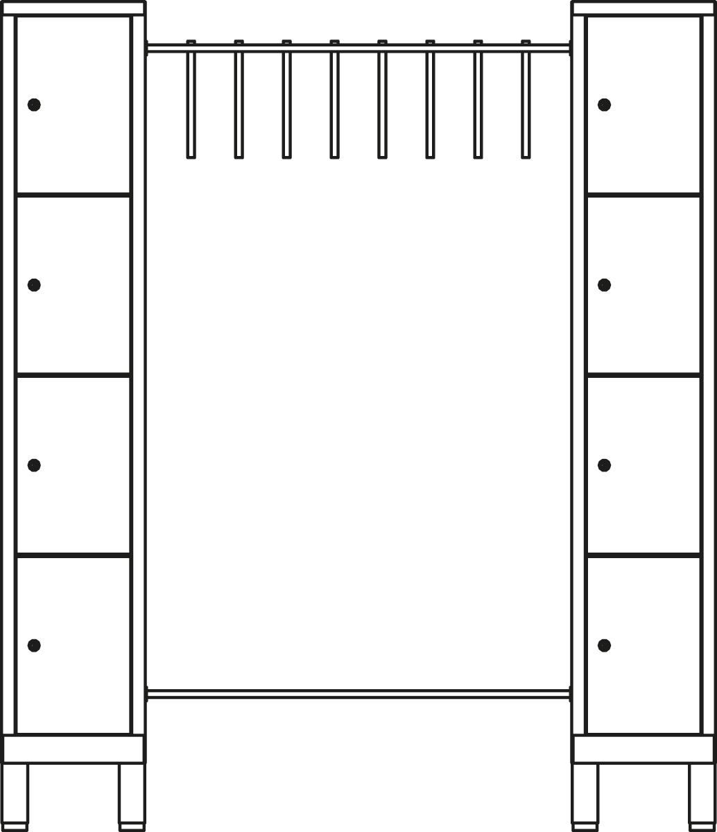 C+P Schließfach-Garderobe Evolo, Breite 1600 mm Technische Zeichnung 1 ZOOM
