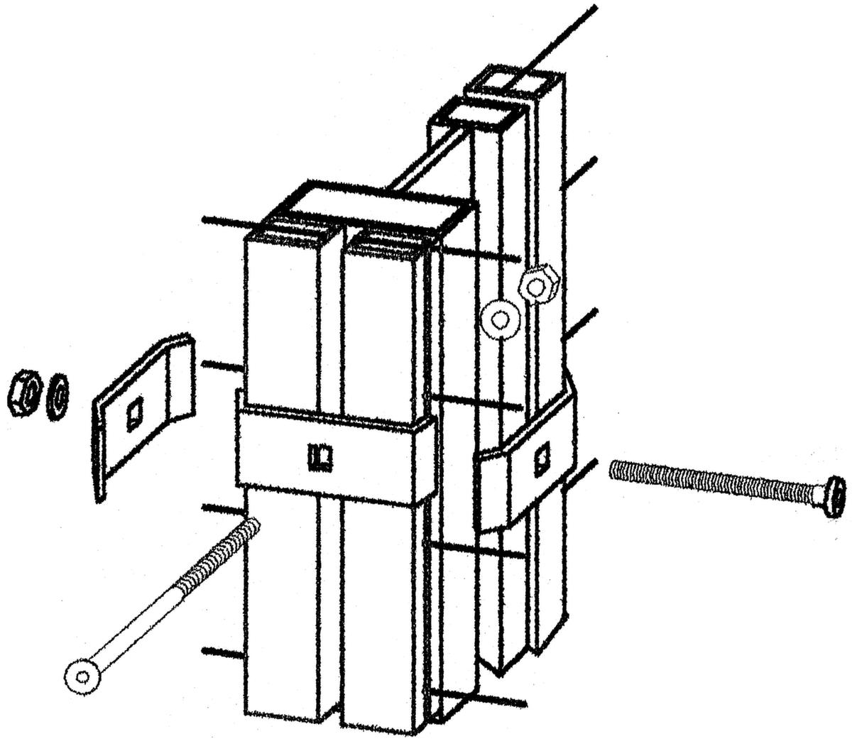 Eckelement für Trennwandsystem, Breite 480 / 480 mm Technische Zeichnung 1 ZOOM