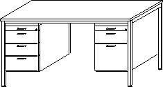 Gera Schreibtisch Pro mit Hängecontainer Technische Zeichnung 2 ZOOM