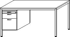 Gera Schreibtisch Pro mit Hängecontainer Technische Zeichnung 1 ZOOM