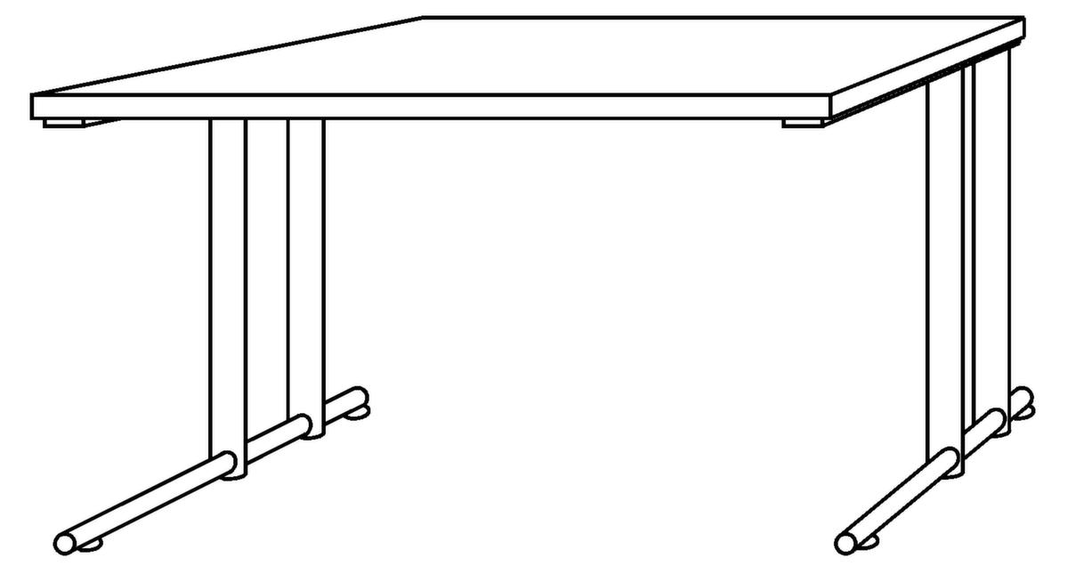 Schreibtisch Terra Nova mit C-Fußgestell, Breite x Tiefe 1200 x 800 mm, Platte Ahorn Technische Zeichnung 1 ZOOM