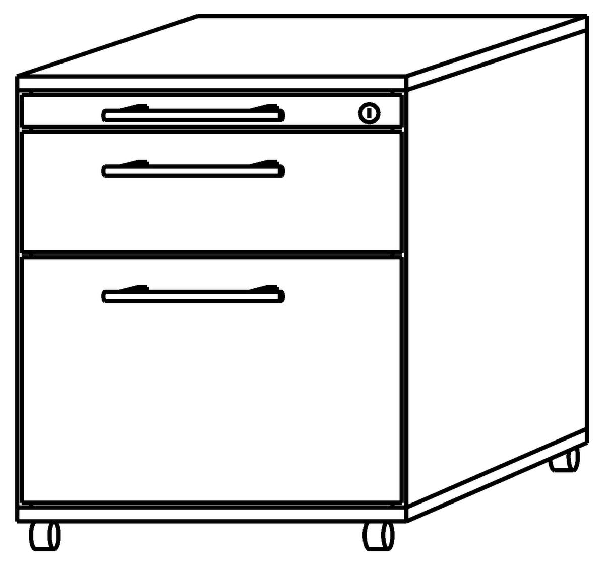 Rollcontainer Sina mit HR-Auszug, 2 Schublade(n), Ahorn/Ahorn Technische Zeichnung 1 ZOOM