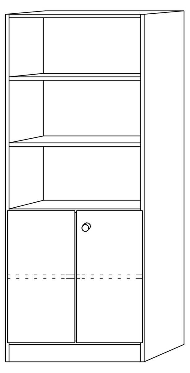 Kombiregal Sina mit Tür, 3 Regalfächer, Breite 800 mm, Ahorn/Ahorn Technische Zeichnung 1 ZOOM