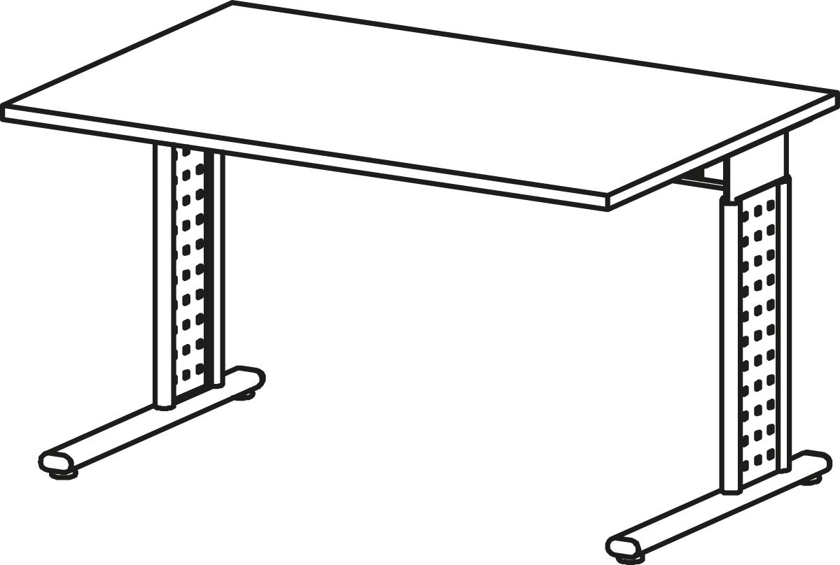 Gera Höhenverstellbarer Schreibtisch Milano mit C-Fußgestell Technische Zeichnung 2 ZOOM