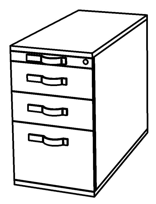 Standcontainer Up and Down mit HR-Auszug, 2 Schublade(n), grau/grau Technische Zeichnung 1 ZOOM