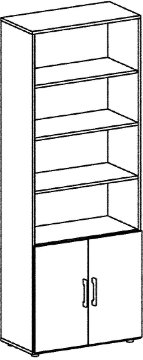 Gera Büroregal Milano, 4 Regalfächer, Breite 800 mm, Buche Technische Zeichnung 1 ZOOM