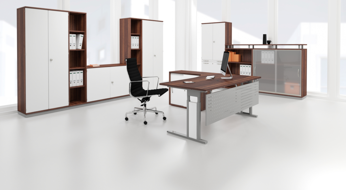 Gera Höhenverstellbarer Schreibtisch Pro mit C-Fußgestell in silber Milieu 3 ZOOM