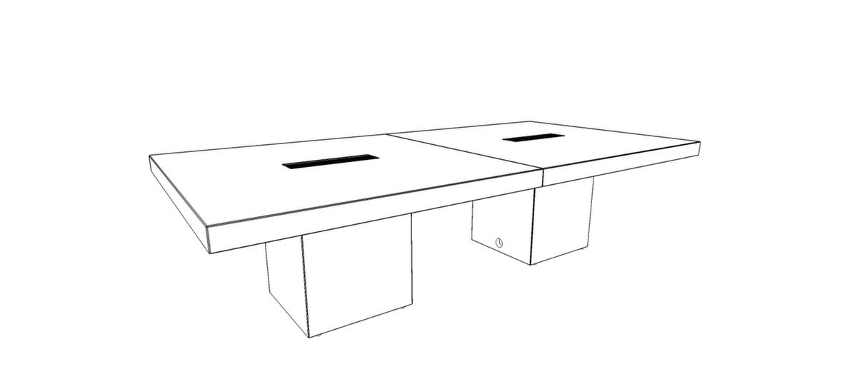 Quadrifoglio Konferenztisch T45 mit kubischem Gestell, Breite x Tiefe 2800 x 1400 mm, Platte Ulme Technische Zeichnung 1 ZOOM