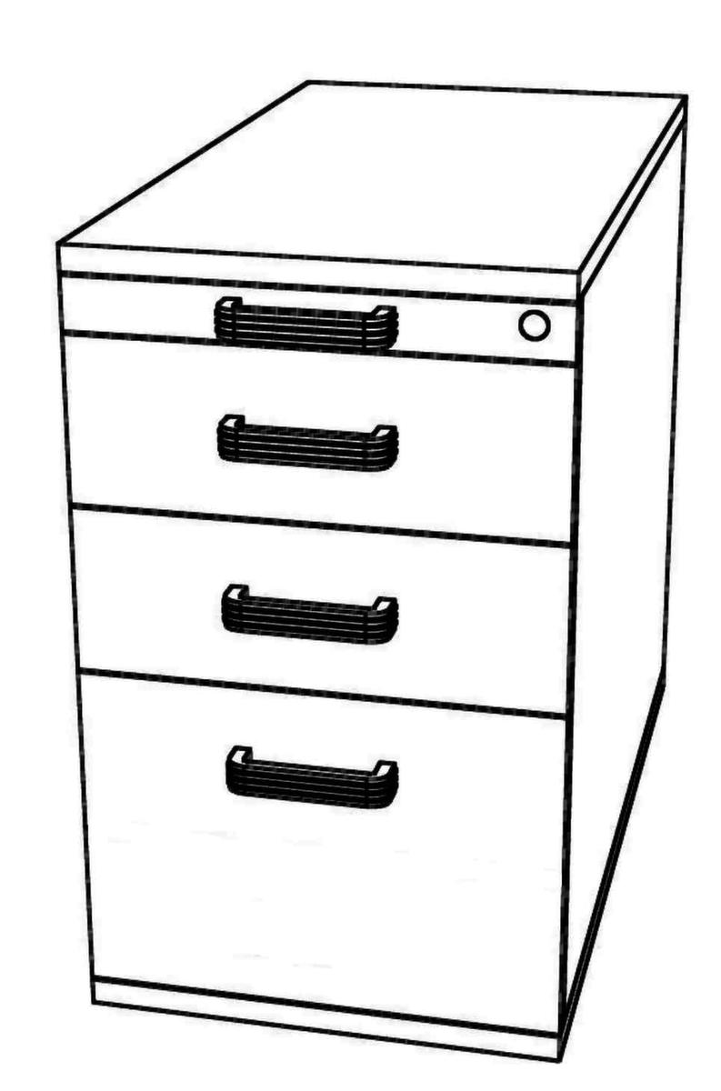 Standcontainer Chef mit HR-Auszug, 2 Schublade(n), weiß/weiß Technische Zeichnung 1 ZOOM