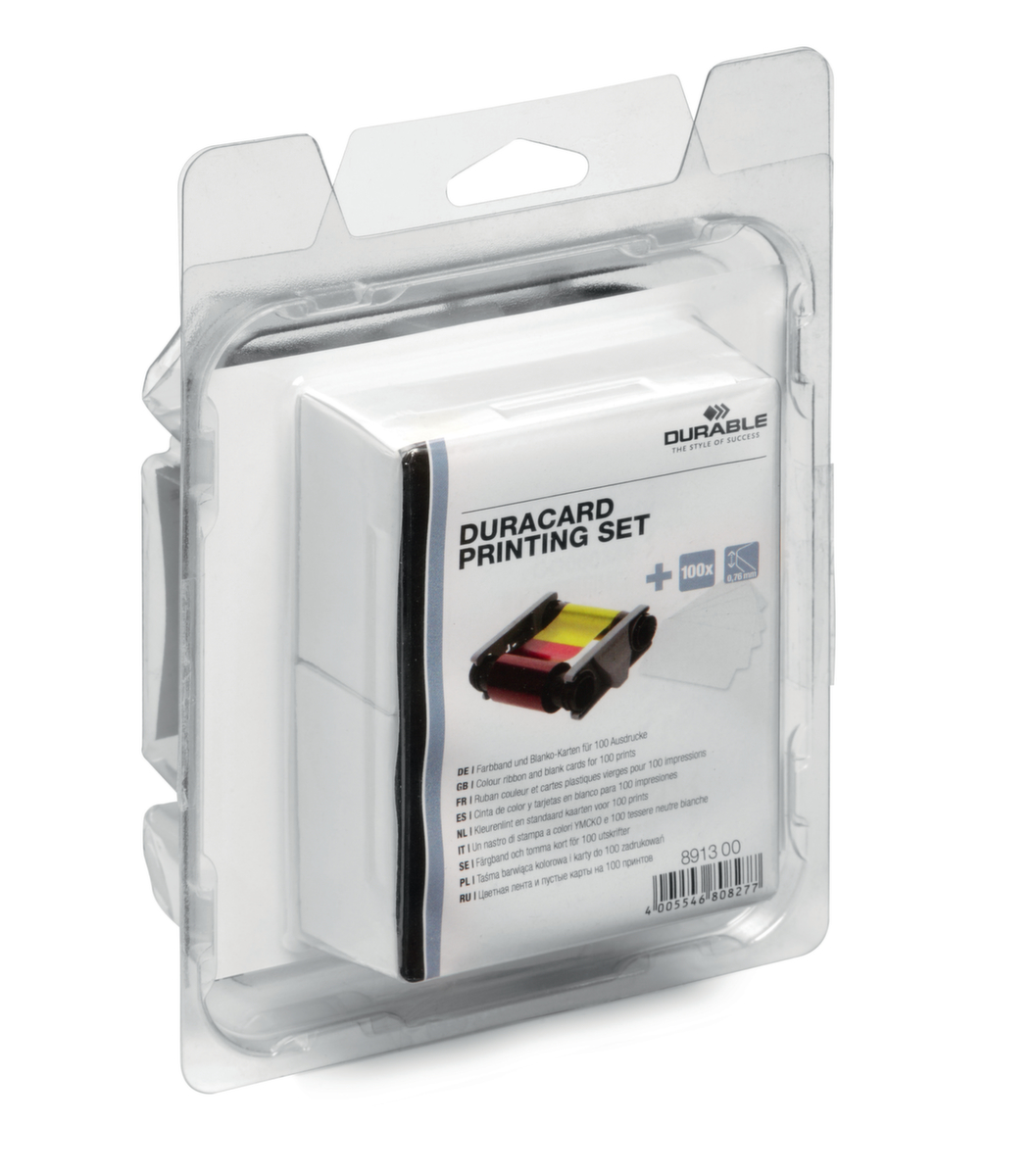 Durable Druckset, YMCKO-Farbband, Farbband mit RFID-Codierung, 100 Plastikkarten Standard 2 ZOOM