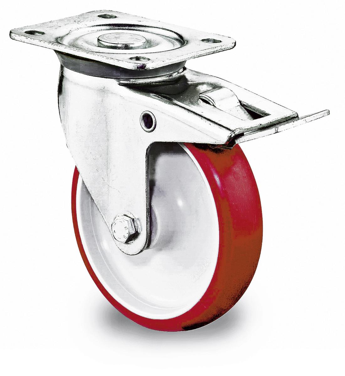BS-ROLLEN Polyurethan-Rad mit Stahlblechgehäuse und Kunststofffelge, Traglast 150 kg, Polyurethan-Bereifung Standard 1 ZOOM