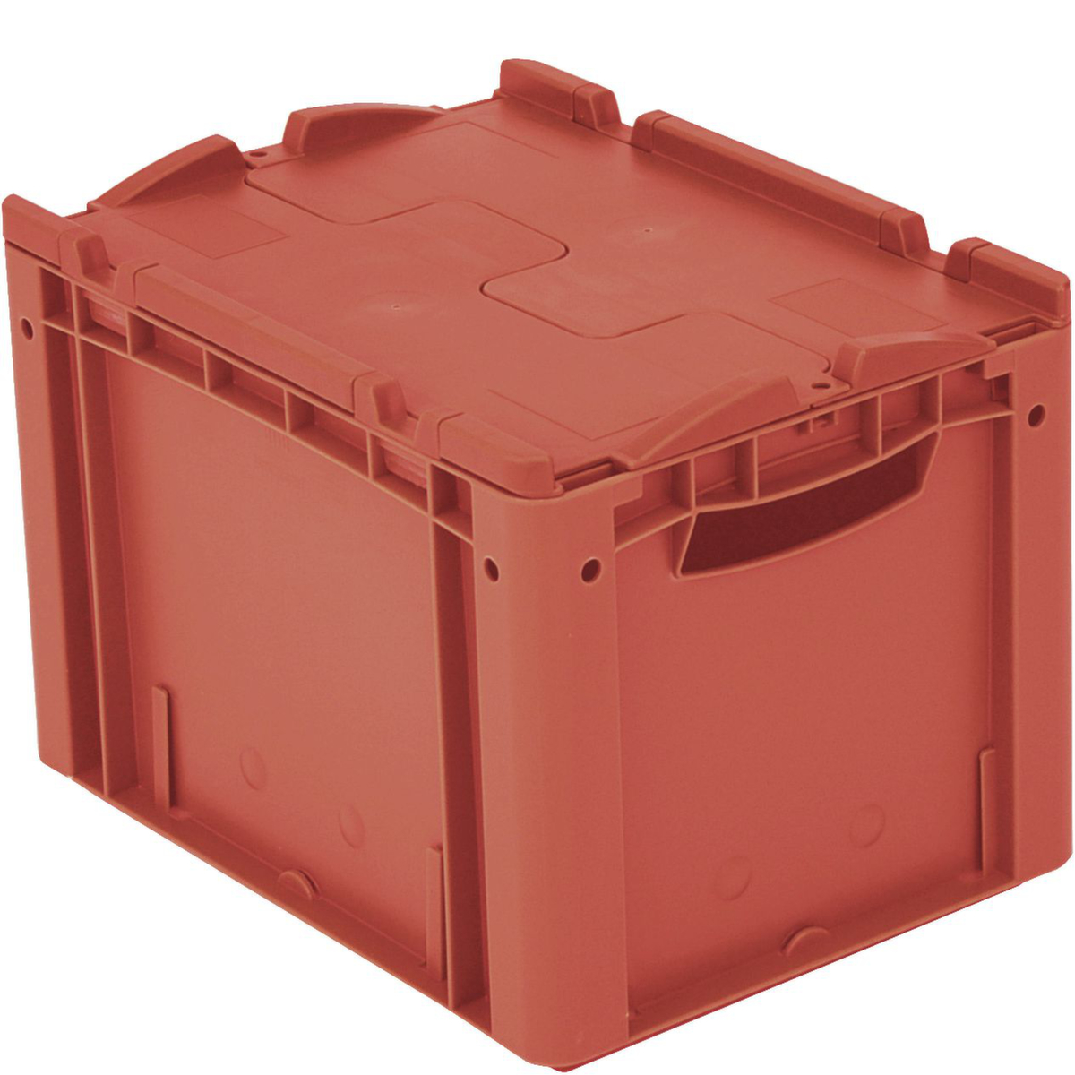 Euronorm-Stapelbehälter, rot, Inhalt 25 l, Zweiteiliger Scharnierdeckel Standard 2 ZOOM