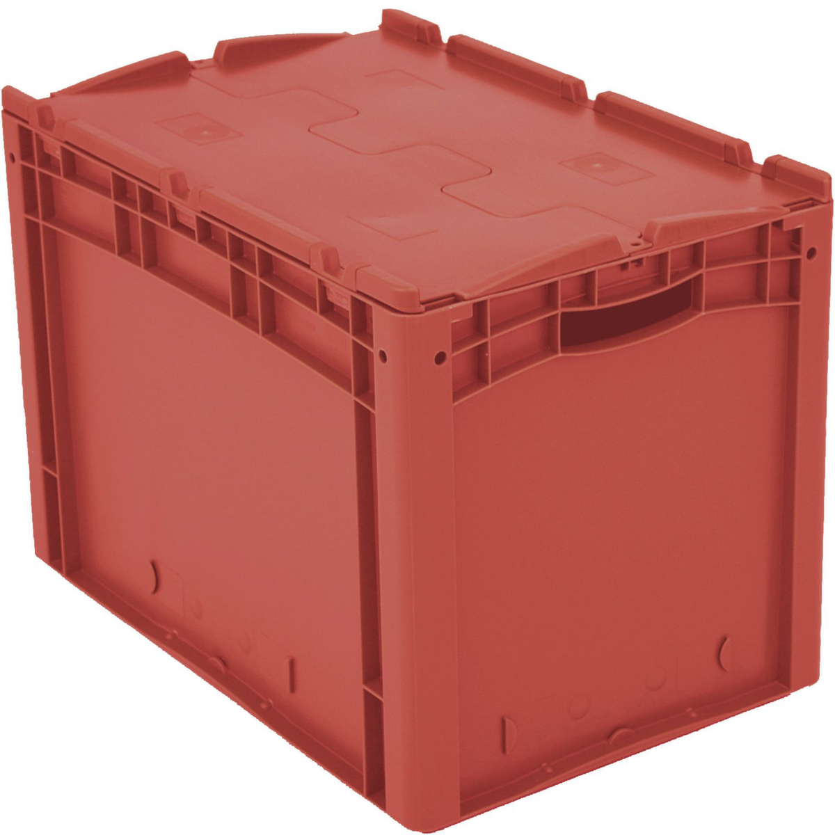 Euronorm-Stapelbehälter, rot, Inhalt 84 l, Zweiteiliger Scharnierdeckel Standard 2 ZOOM