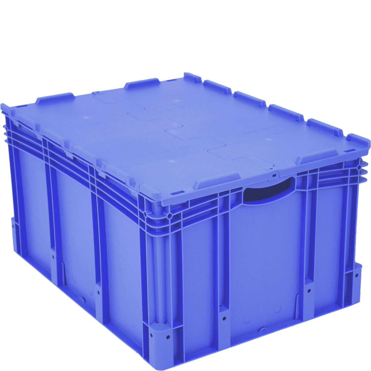 Großvolumiger Euronorm-Stapelbehälter, blau, Inhalt 170 l, Scharnierdeckel Standard 2 ZOOM