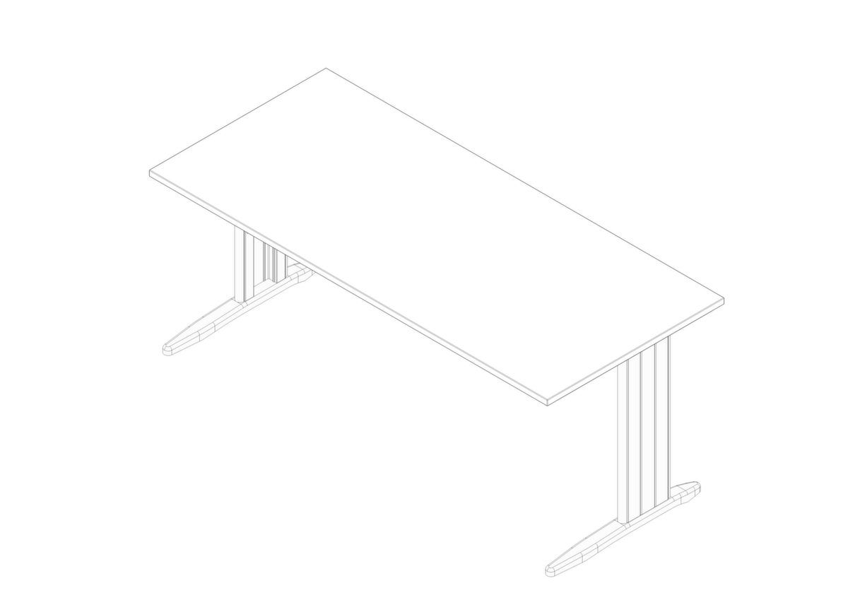 Quadrifoglio Schreibtisch Practika mit C-Fußgestell, Breite x Tiefe 1800 x 800 mm, Platte weiß