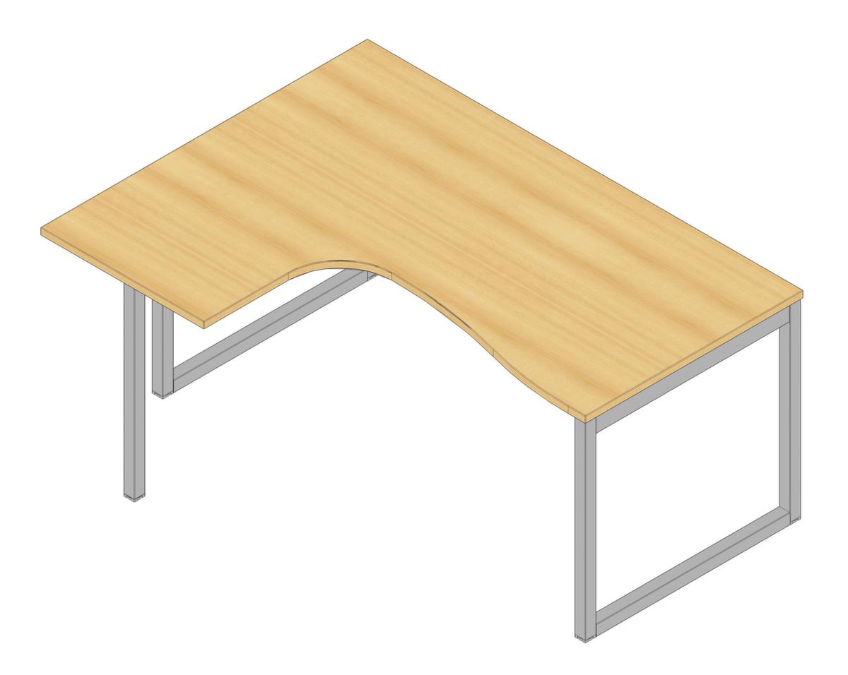 Quadrifoglio Winkel-Schreibtisch Practika, Kufengestell, Breite 1600 mm, Buche/alu