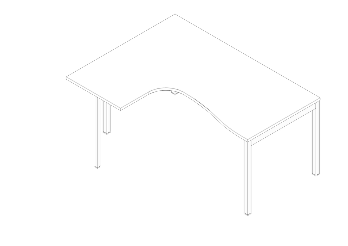 Quadrifoglio Winkel-Schreibtisch Practika, 4-Fußgestell, Breite 1600 mm, weiß/weiß