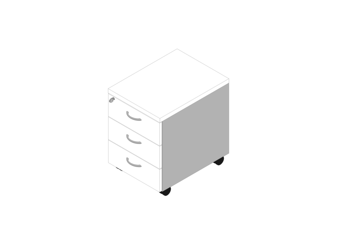 Quadrifoglio Rollcontainer Practika, 3 Schublade(n), alu/weiß