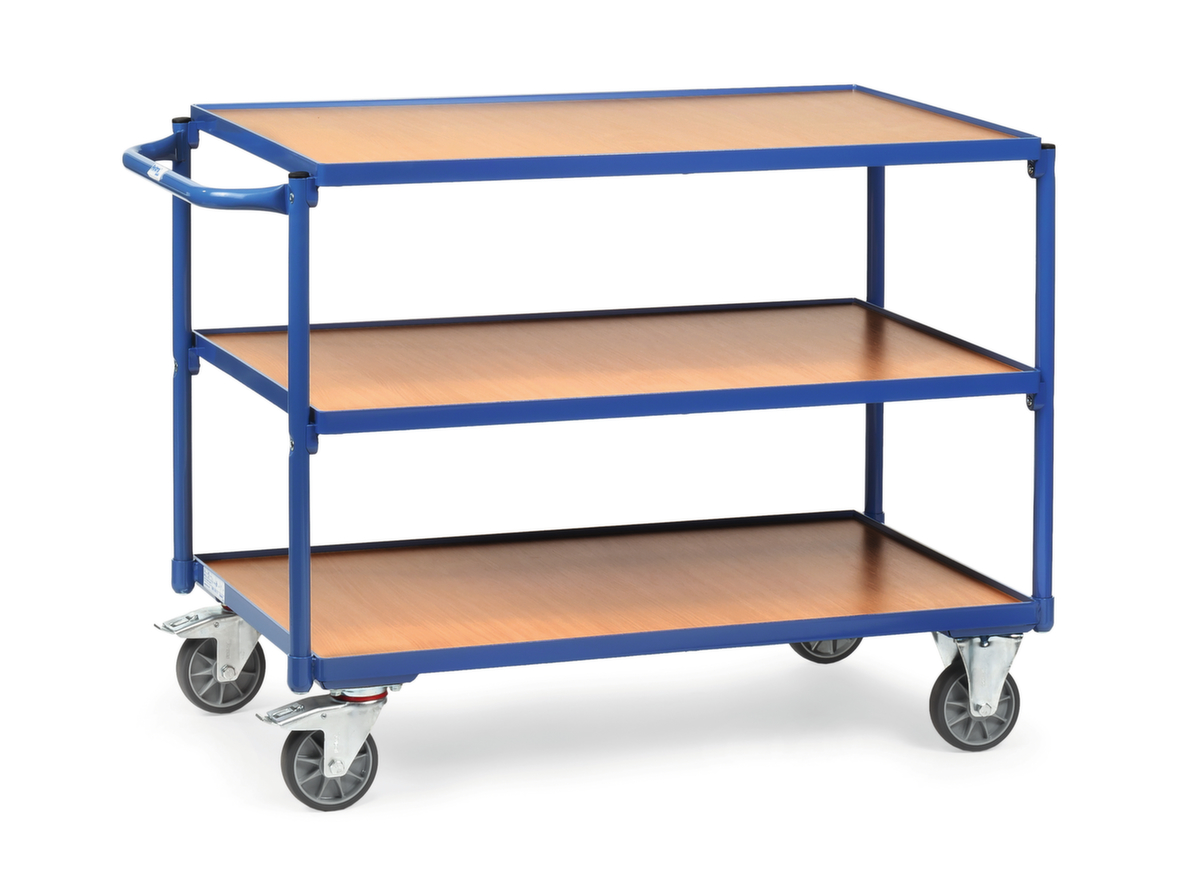 fetra Leicher Tischwagen Holzböden mit Rand 1000x600 mm, Traglast 300 kg, 3 Etagen Standard 1 ZOOM