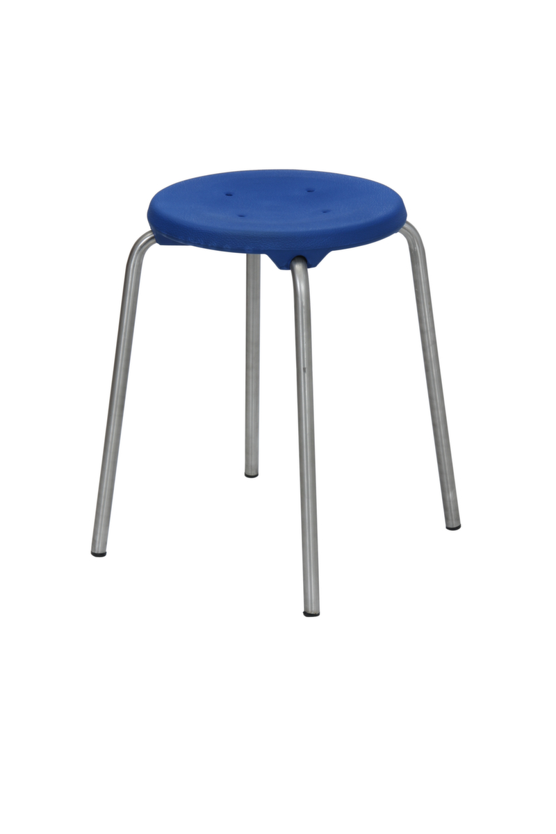 Stapelhocker aus Edelstahl, Sitz blau, Füße Standard 1 ZOOM
