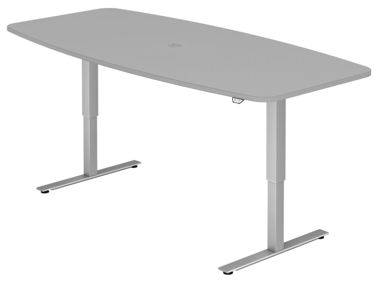 Elektrisch höhenverstellbarer Konferenztisch, Breite x Tiefe 2200 x 1030 mm, Platte grau