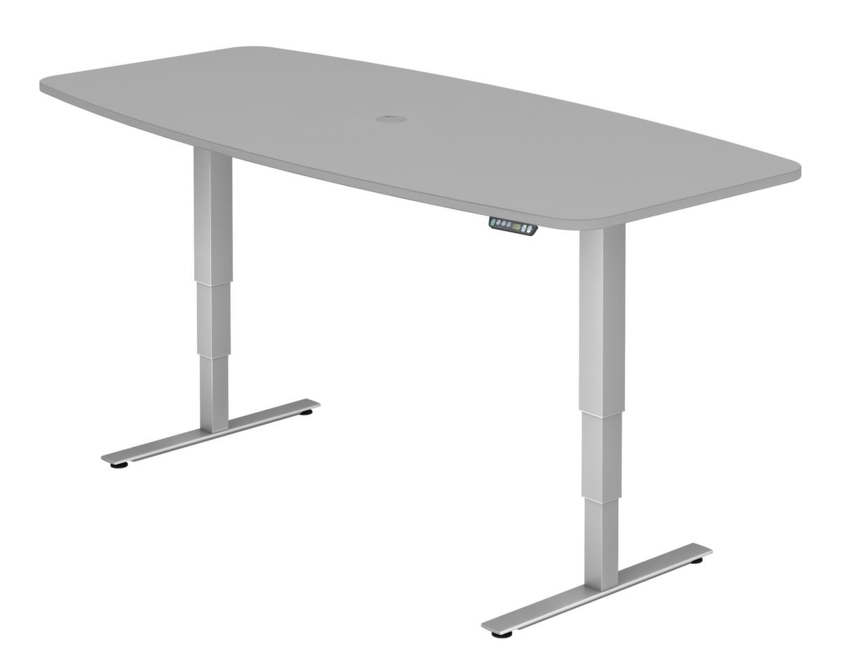 Elektrisch höhenverstellbarer Konferenztisch mit Memory-Funktion, Breite x Tiefe 2200 x 1030 mm, Platte grau Standard 1 ZOOM