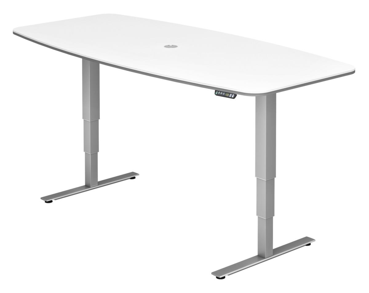 Elektrisch höhenverstellbarer Konferenztisch mit Memory-Funktion, Breite x Tiefe 2200 x 1030 mm, Platte weiß Standard 1 ZOOM