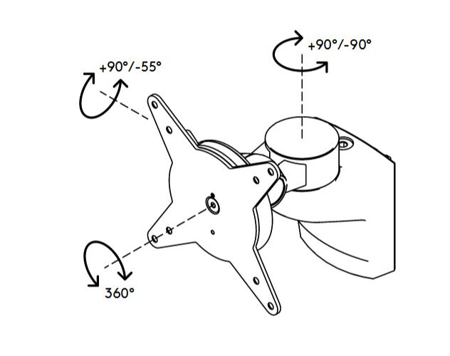 Bildschirmhalter für Trennwand mit Orgaschiene Technische Zeichnung 1 ZOOM