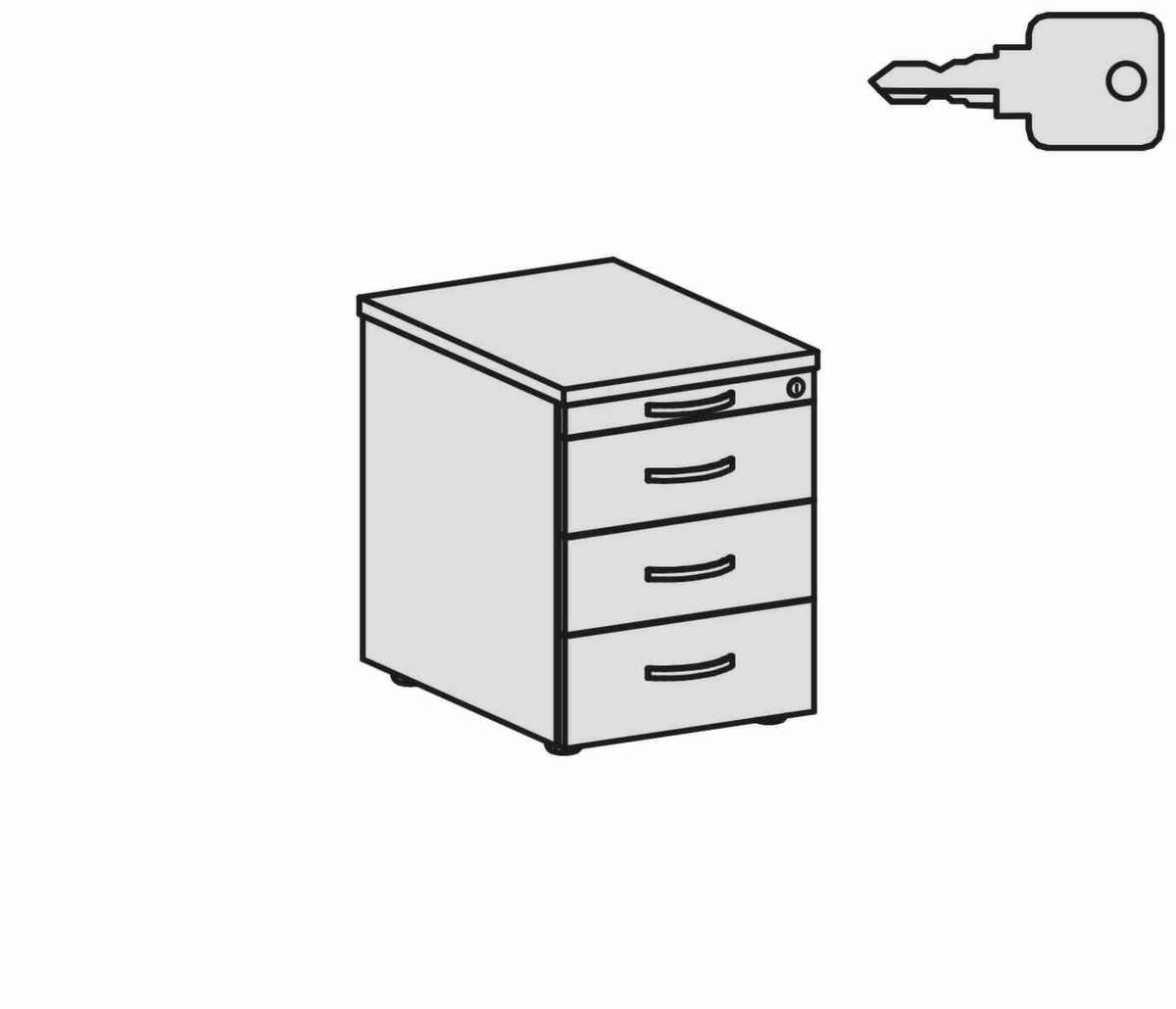 Gera Rollcontainer Pro, 3 Schublade(n) Technische Zeichnung 1 ZOOM