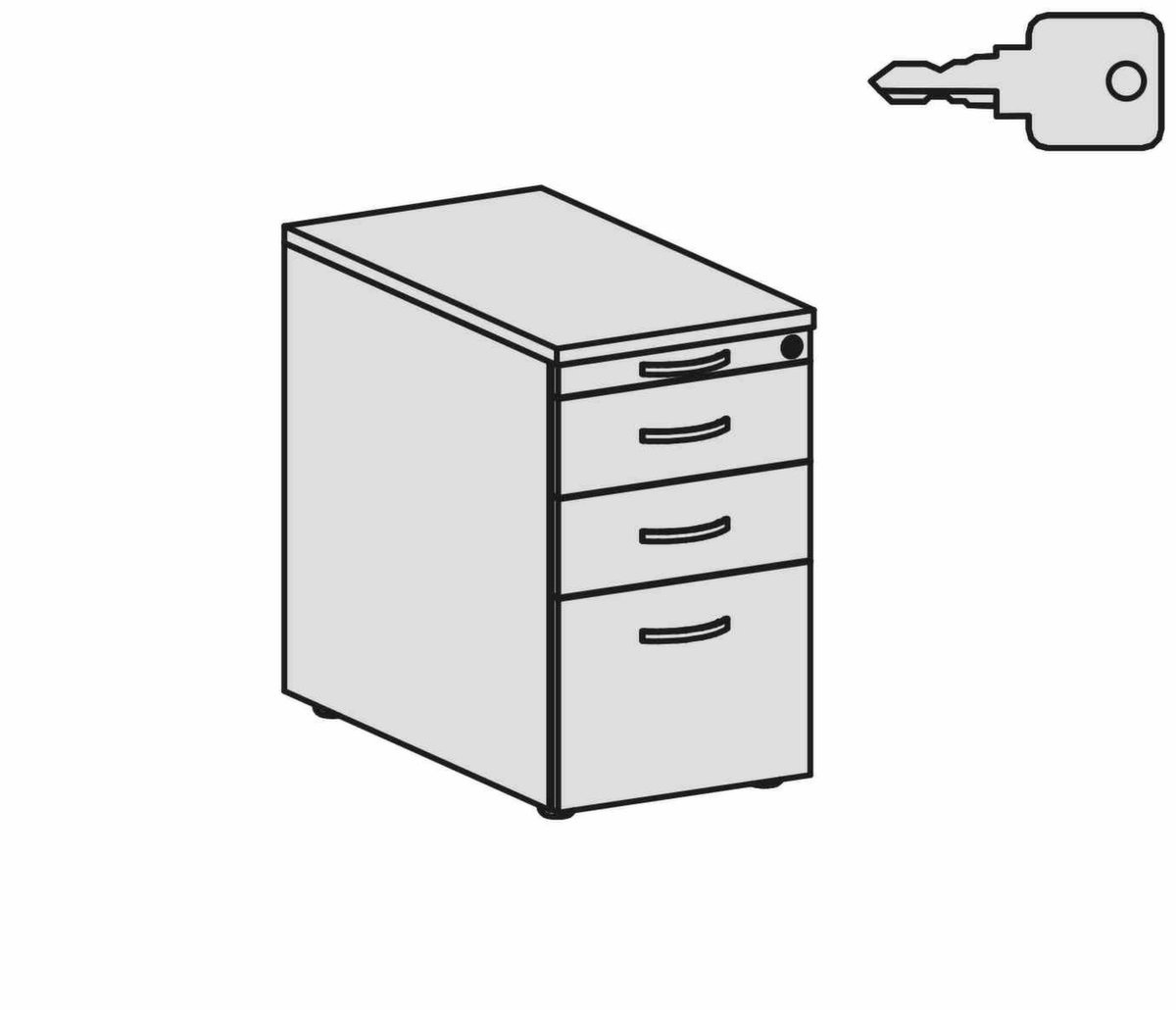 Gera Standcontainer Pro mit HR-Auszug, 3 Schublade(n) Technische Zeichnung 2 ZOOM