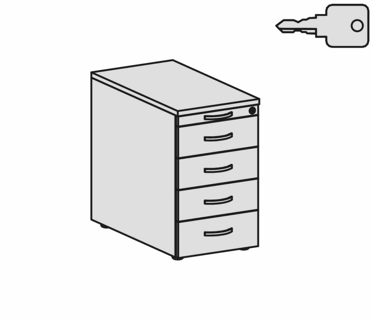 Gera Standcontainer Pro, 5 Schublade(n) Technische Zeichnung 1 ZOOM