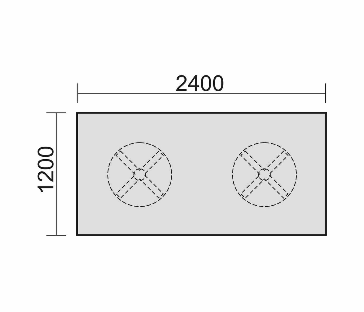 Gera Konferenztisch Basis, Breite x Tiefe 2400 x 1200 mm, Platte weiß Standard 1 ZOOM