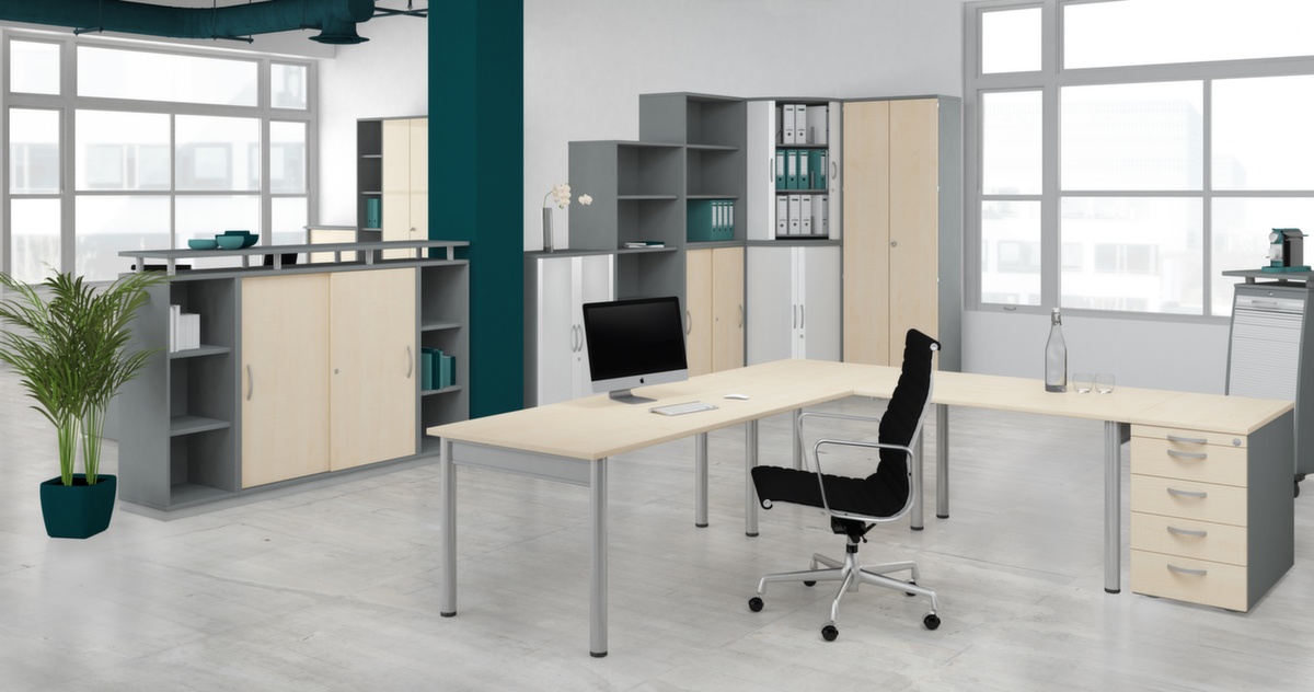 Gera Winkel-Schreibtisch Pro mit 4-Fußgestell Milieu 1 ZOOM