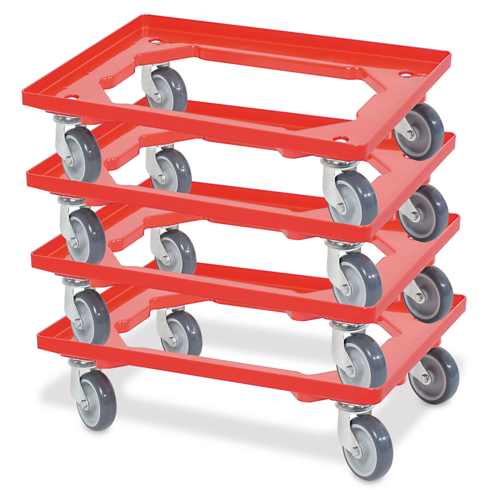 Kastenroller-Set mit offenem Winkelrahmen, Traglast 250 kg, rot Standard 1 ZOOM
