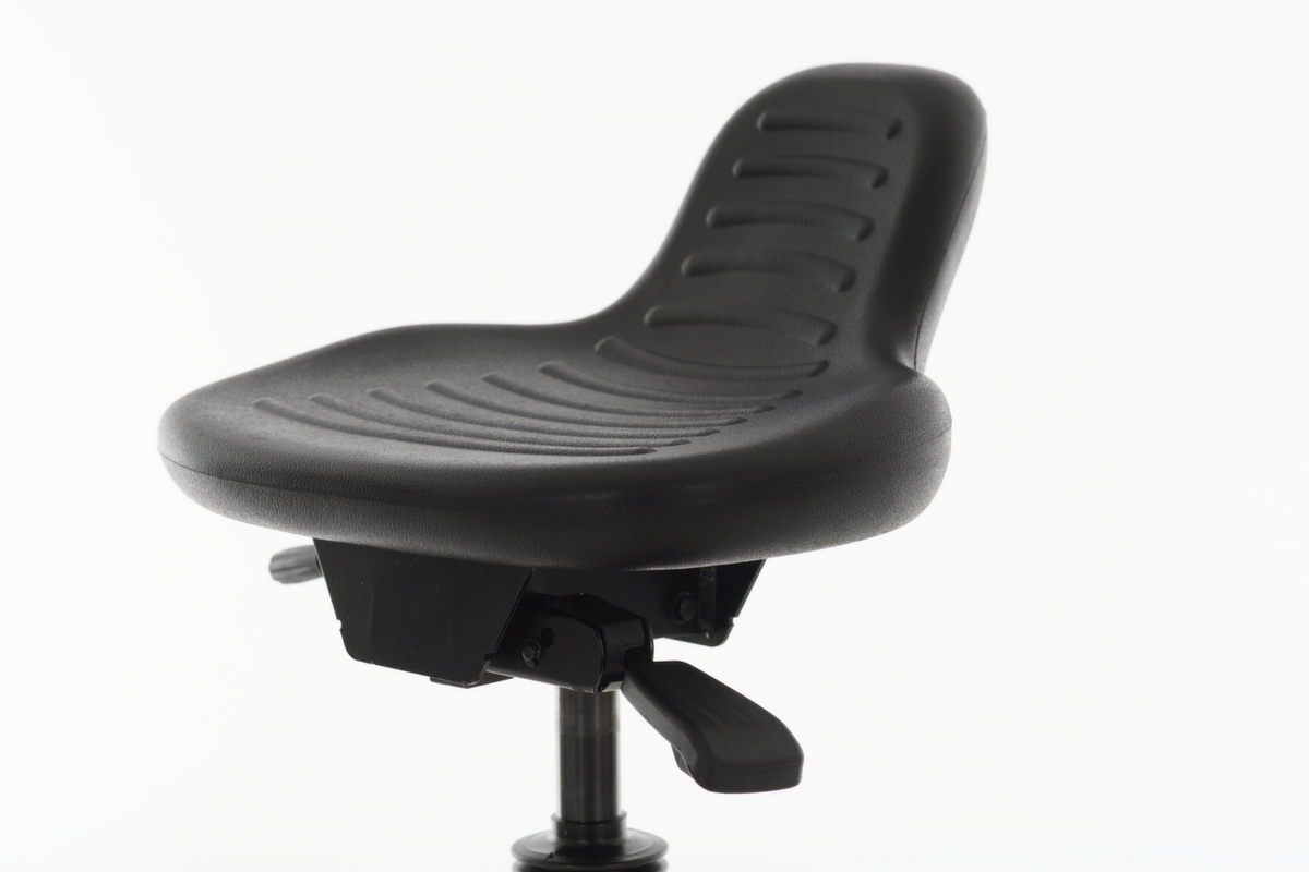 Lotz Stehhilfe mit neigbarem PU-Sitz, Sitzhöhe 580 - 840 mm, Gestell schwarz Standard 2 ZOOM