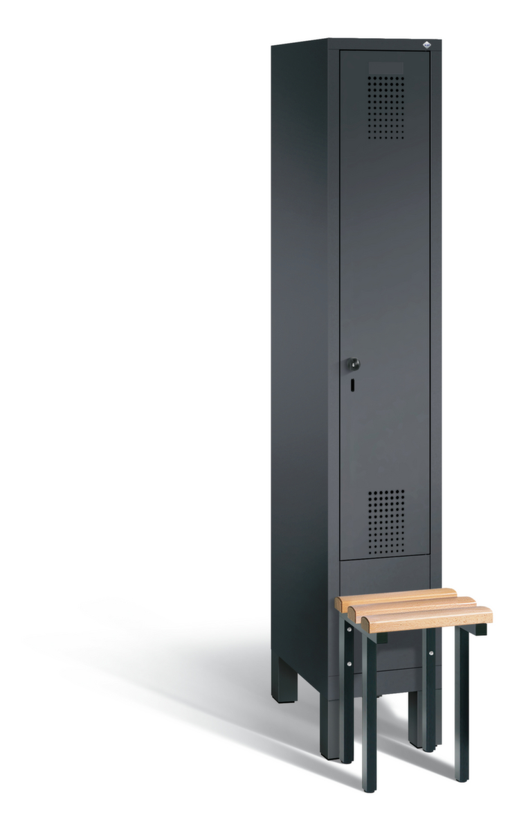 C+P Umkleideschrank Evolo mit vorgebauter Sitzbank + 1 Abteil, Abteilbreite 300 mm Standard 2 ZOOM